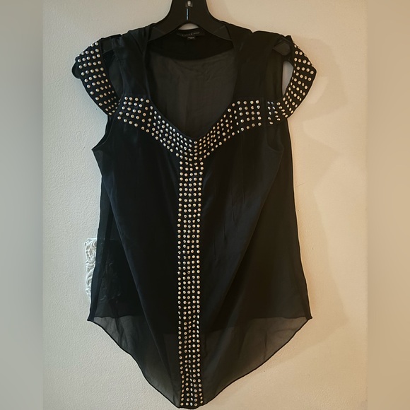 Rare Vintage Silk Studded Vintage Sheer Bebe Top - Picture 5 of 7